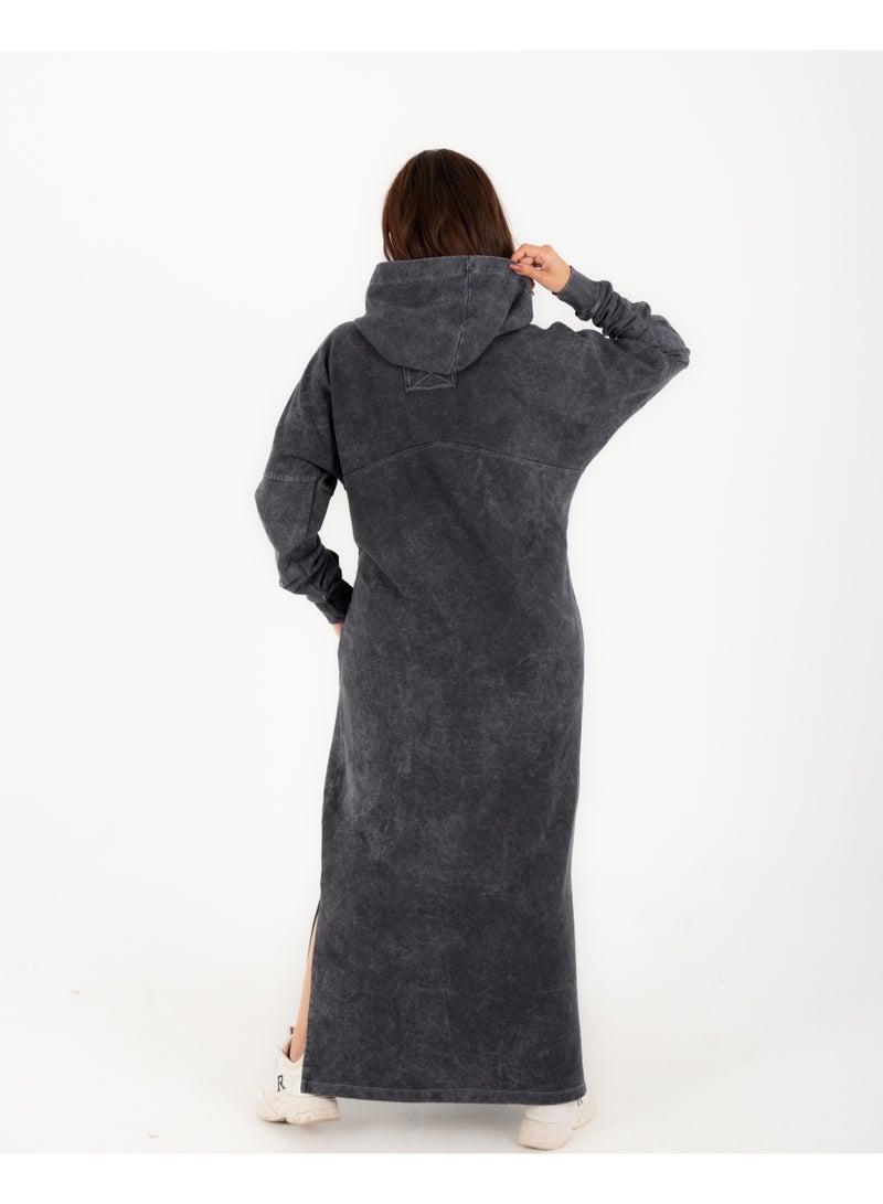 Women Casual Hoodie Dress – Thick Cotton – Ideal for Work & Shopping - Image 3